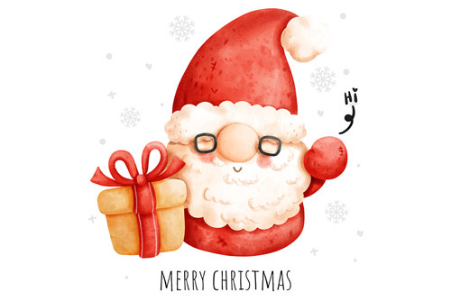 وکتور EPS بابانوئل کارتونی بامزه به همراه کادوی کریسمس